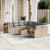 vidaXL 9-delige Loungeset met kussens poly rattan beige