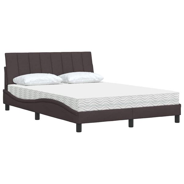vidaXL Bed met matras "Hanko" stof donkerbruin 140x190 cm