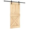 vidaXL Schuifdeur Naturel en Zwart 90 x 210 cm Massief Grenenhout