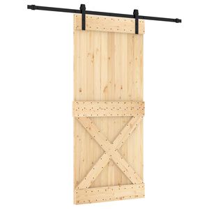 vidaXL Schuifdeur Naturel en Zwart 90 x 210 cm Massief Grenenhout