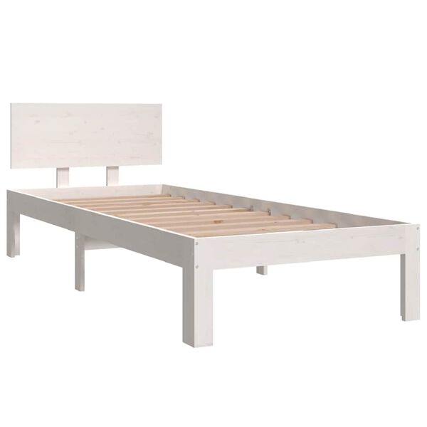 vidaXL Bedframe massief hout wit 75x190 cm