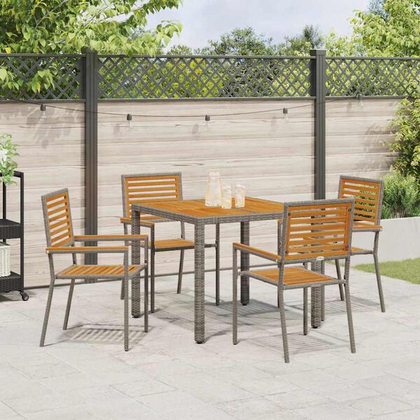 vidaXL Tuin Eetset 5 pcs Grijs poly rattan