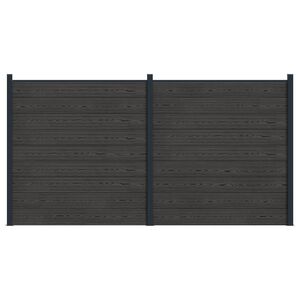 vidaXL Hekpaneel 2 pcs WPC en Aluminium Zwart