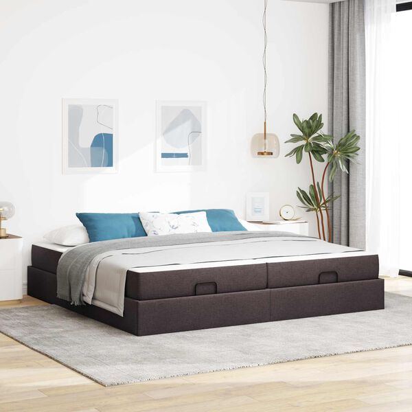vidaXL Bedframe met matras met matras 2 pcs Tan Stof