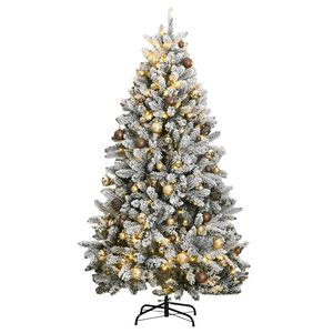 vidaXL Kunstkerstboom met scharnieren 300 LED's en kerstballen 210 cm