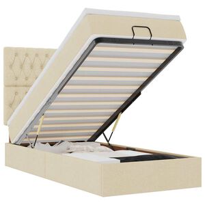 vidaXL Bed met matras 90x200 cm stof cr&egrave;mekleurig