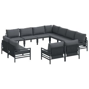 vidaXL Tuinbankenset 11 st Zwart Staal