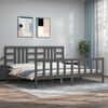 vidaXL Bedframe met hoofdbord massief hout grijs 200x200 cm