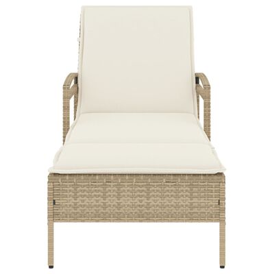 vidaXL Ligbed met kussen 63x200x81 cm poly rattan beige