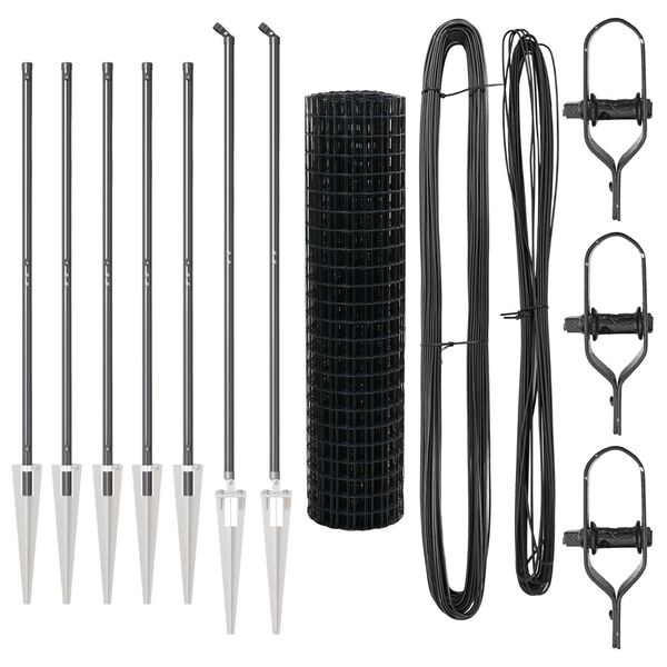 vidaXL Hek met Paal Grijs 1,2 x 10 m Staal en PVC