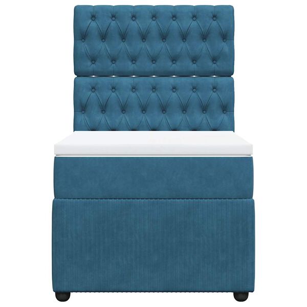 vidaXL Boxspring met matras fluweel donkerblauw 90x200 cm