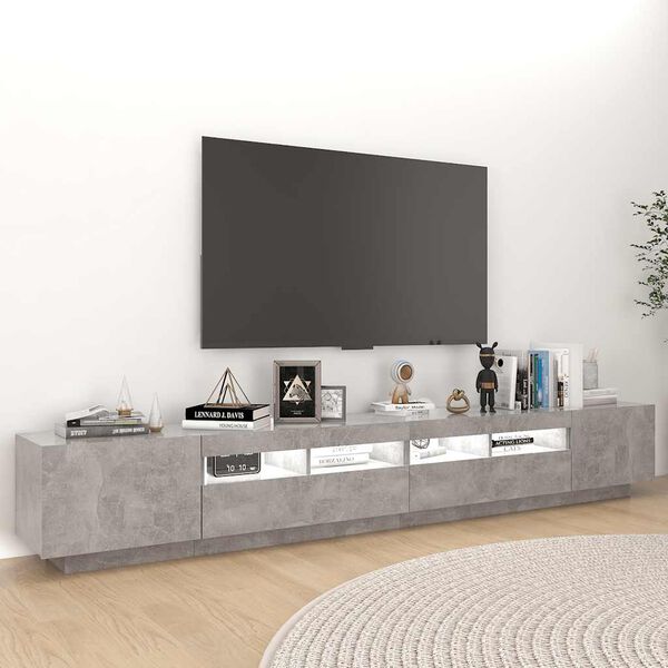 vidaXL Tv-meubel met LED-verlichting 260x35x40 cm betongrijs