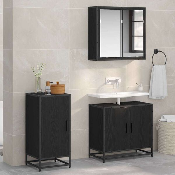 vidaXL Dressoir Zwart Eiken 35,5 x 35 x 76 cm