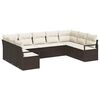 vidaXL Bankstel met kussen 9 pcs Bruin poly rattan