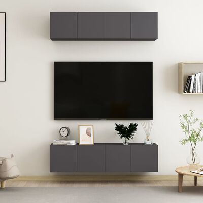 vidaXL Tv-meubelen 4 st 60x30x30 cm spaanplaat grijs