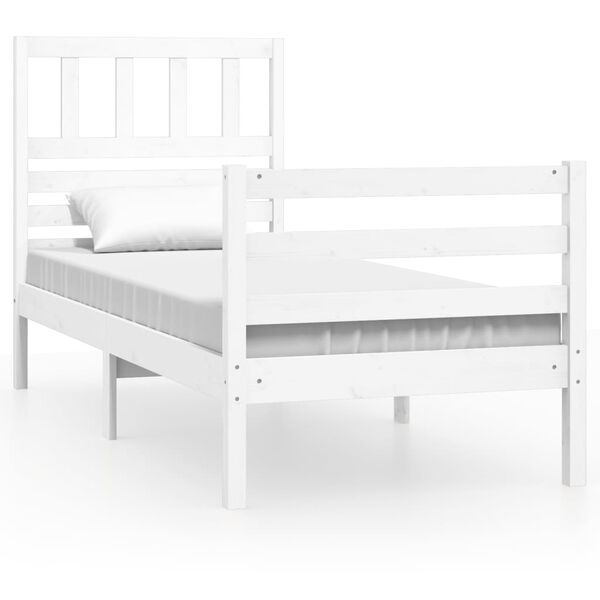 vidaXL Bedframe massief hout wit 75x190 cm