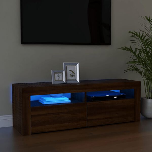 vidaXL Tv-meubel met LED-verlichting 120x35x40 cm bruin eikenkleur
