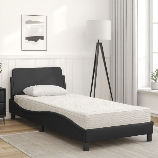 vidaXL Bed met matras "Dover" kunstleer zwart 90x190 cm
