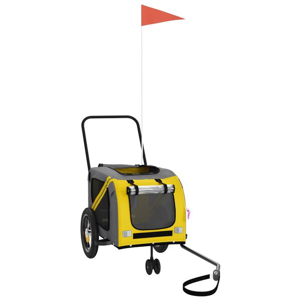 vidaXL Hondenfietstrailer oxford stof en ijzer geel en zwart