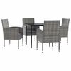 vidaXL 5-delige Tuinset poly rattan en staal grijs en zwart