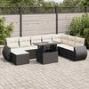 vidaXL 9-delige Loungeset met kussens poly rattan zwart