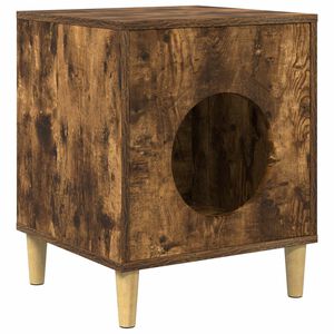 vidaXL Kattenhuis Gerookt eiken 42,5 x 40 x 53 cm Bewerkt hout