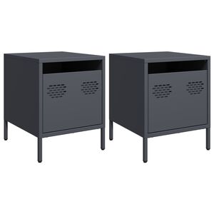 vidaXL Nachtkastjes 2 st 35x39x43,5 cm staal antracietkleurig