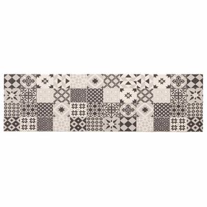 vidaXL Keuken Vloerkleed Grijs moza&iuml;ek 150 x 45 cm 100% Polyamide