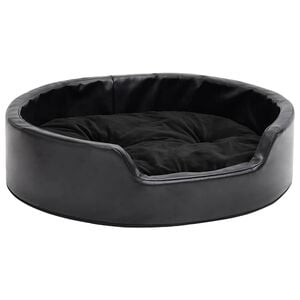 vidaXL Hondenmand 69x59x19 cm pluche en kunstleer zwart