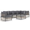 vidaXL 7-delige Loungeset met kussens poly rattan antracietkleurig