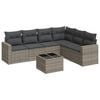 vidaXL 7-delige Loungeset met kussens poly rattan grijs