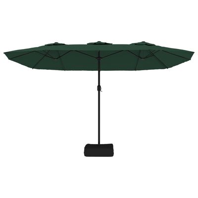 vidaXL Parasol dubbel dak met LED 449x245 cm groen