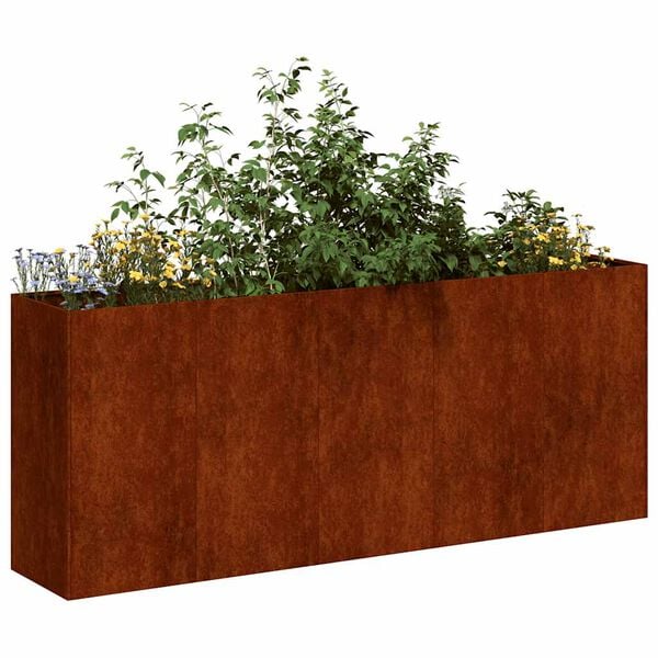 vidaXL Plantenbak roestig 200x40x80 cm weervast staal