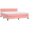vidaXL Boxspring met matras fluweel roze 180x200 cm