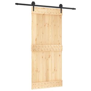 vidaXL Schuifdeur Naturel en Zwart 90 x 210 cm Massief Grenenhout