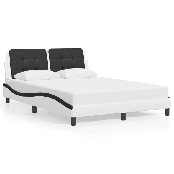 vidaXL Bedframe met LED zonder matras "Zadar" wit en zwart 140x200 cm