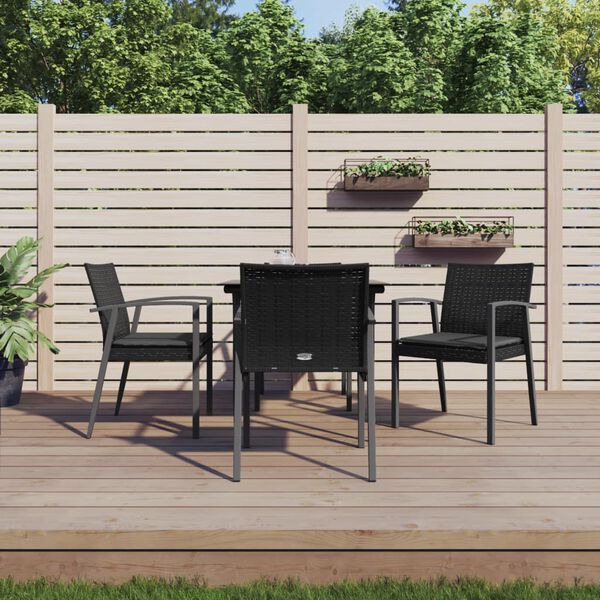 vidaXL 5-delige Tuinset met kussens poly rattan en staal