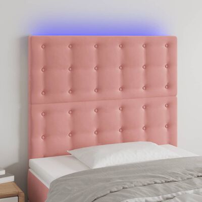 vidaXL Hoofdbord LED 100x5x118/128 cm fluweel roze