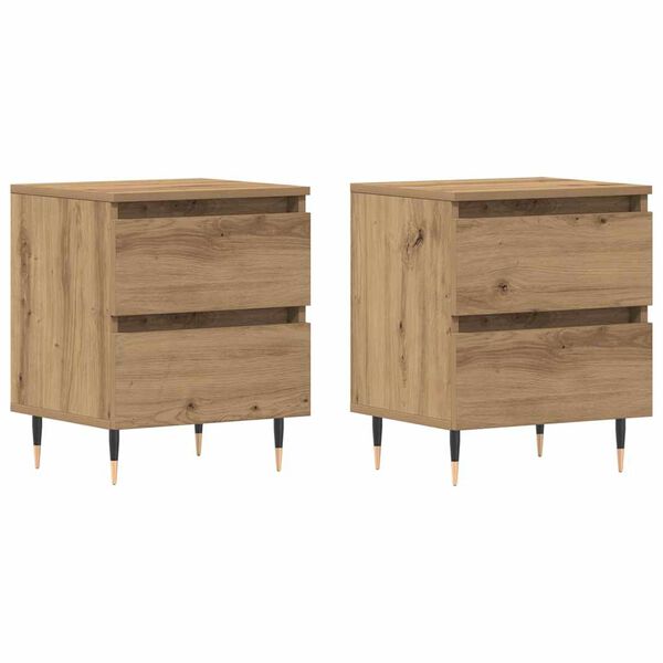 vidaXL Nachtkastje 2 pcs Artisan Eiken 40 x 35 x 50 cm Bewerkt hout
