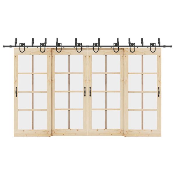 vidaXL Doos met onderdelen voor schuifdeur 400 cm staal zwart