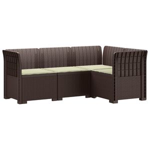 vidaXL 4-Zits Tuin Sofa met Kussens Rattan Look PP Bruin