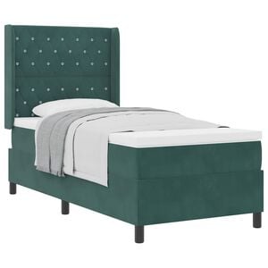 vidaXL Boxspringbed met matras Donkergroen 100 x 200 cm Fluweel