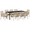 vidaXL Tuin eettafelset 9 st Beige poly rattan
