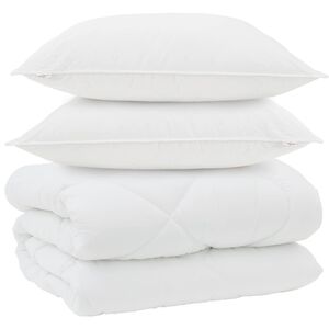 vidaXL Winter Dekbed met kussen 3 pcs Wit Microvezel