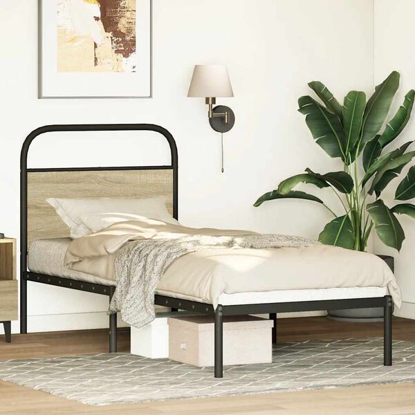 vidaXL Bedframe zonder matras bewerkt hout sonoma eikenkleur 80x200 cm