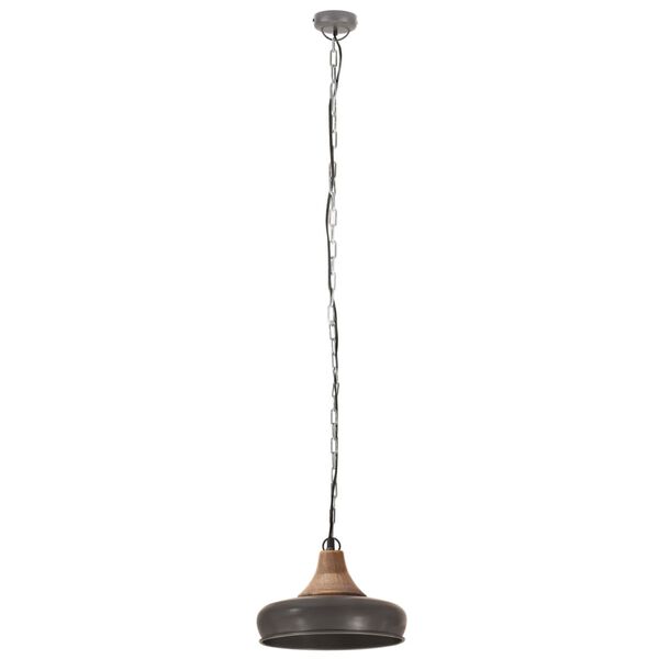 vidaXL Hanglamp industrieel E27 26 cm ijzer en massief hout grijs