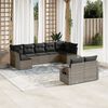 vidaXL 9-delige Loungeset met kussens poly rattan grijs