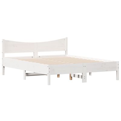 vidaXL Bedframe met hoofdbord massief grenenhout wit 160x200 cm