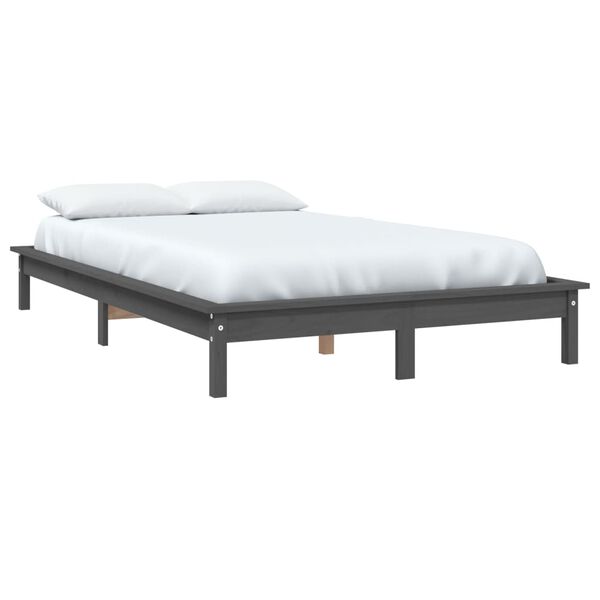 vidaXL Bedframe massief grenenhout 180x200 cm grijs
