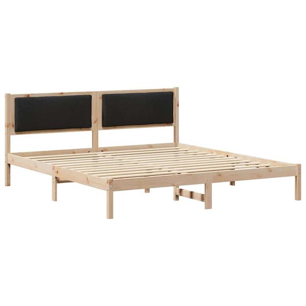 vidaXL Bedframe met hoofdeinde Zwart 180 x 200 cm Massief grenenhout